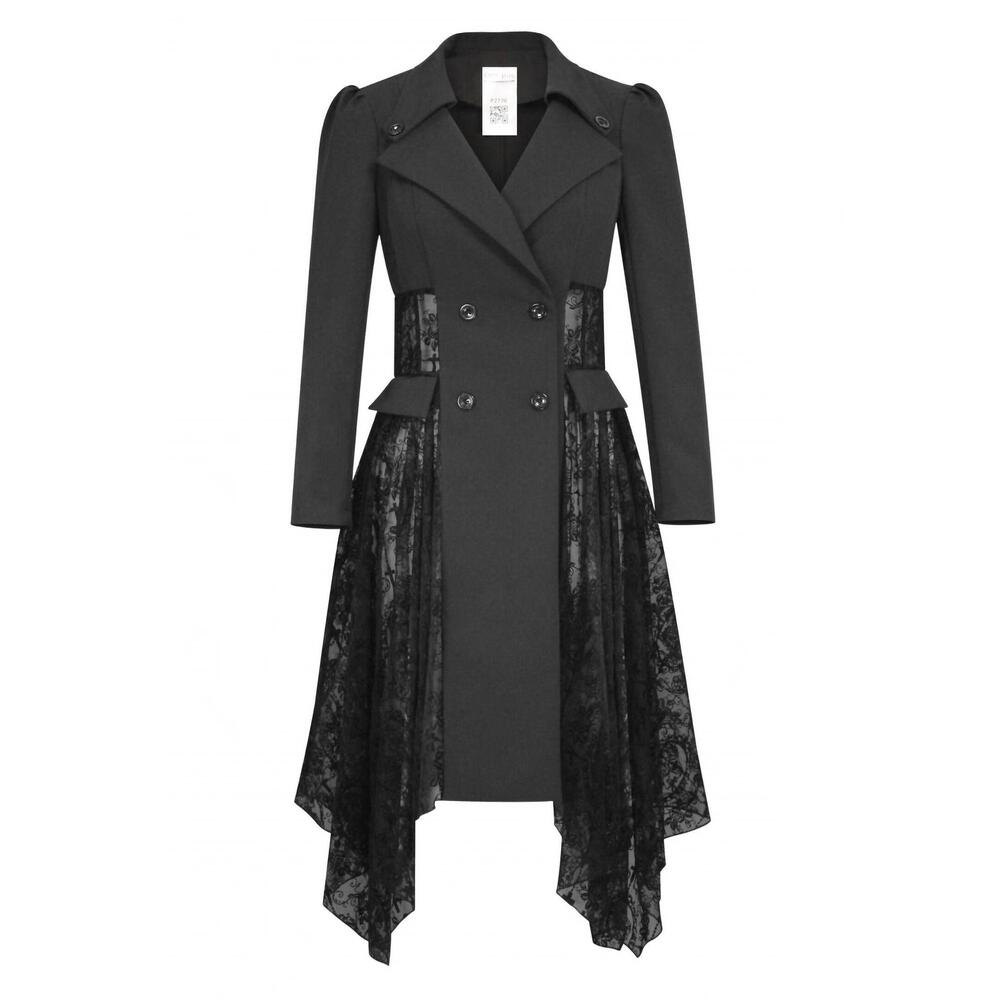 NEW CHIC STAR women's lace trench jacket in black
